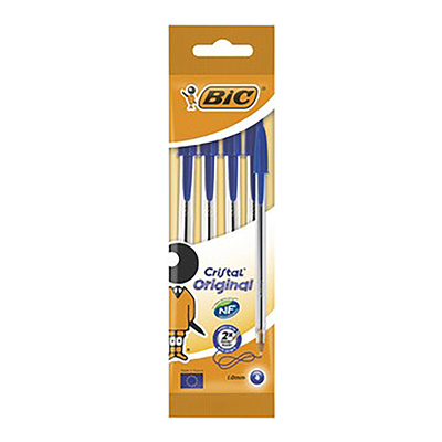 BIC Stylo à bille Cristal Medium en sachet de 4 bleu