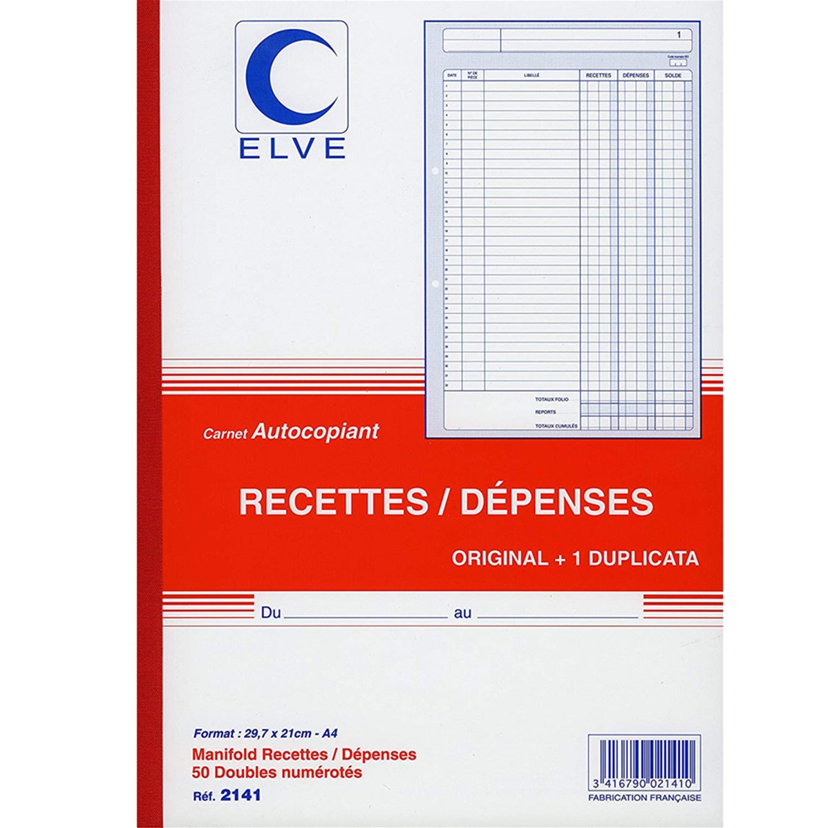 Elve Manifold Recettes Dépenses A4 dupli 50 feuillets 2141